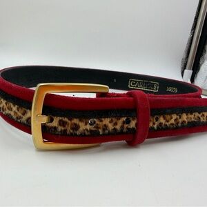 Carlisle Vintage belt small leather pony hair animal